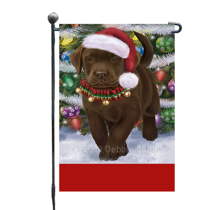 Personalized Trotting in the Snow Labrador Retriever Dog Custom Garden Flags GFLG-DOTD-A60747