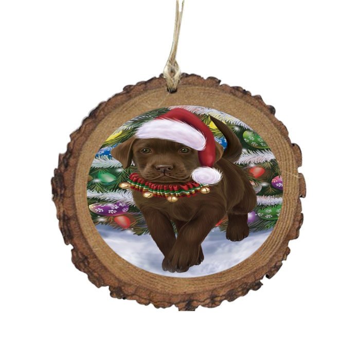 Trotting in the Snow Labrador Retriever Dog Wooden Christmas Ornament WOR49452