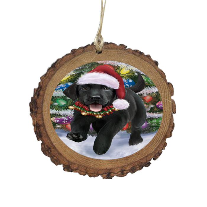 Trotting in the Snow Labrador Retriever Dog Wooden Christmas Ornament WOR49453