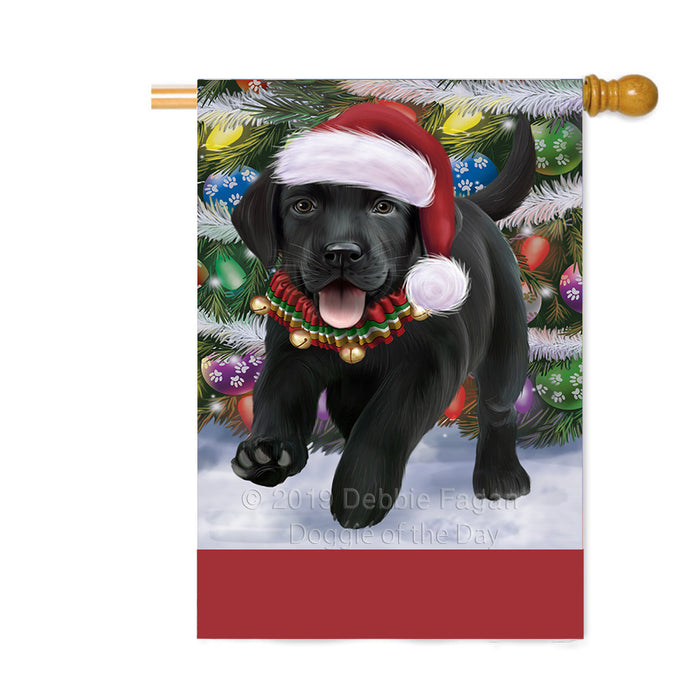 Personalized Trotting in the Snow Labrador Retriever Dog Custom House Flag FLG-DOTD-A60804