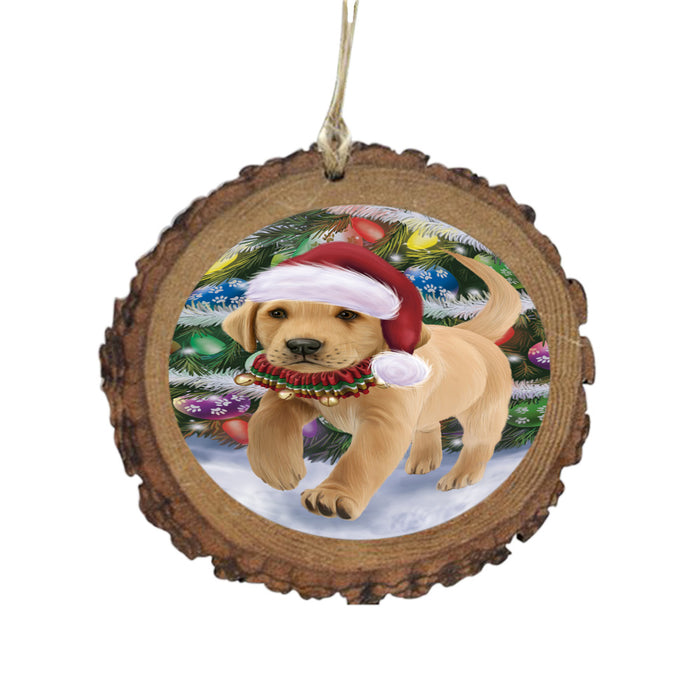Trotting in the Snow Labrador Retriever Dog Wooden Christmas Ornament WOR49454