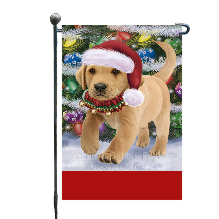 Personalized Trotting in the Snow Labrador Retriever Dog Custom Garden Flags GFLG-DOTD-A60749