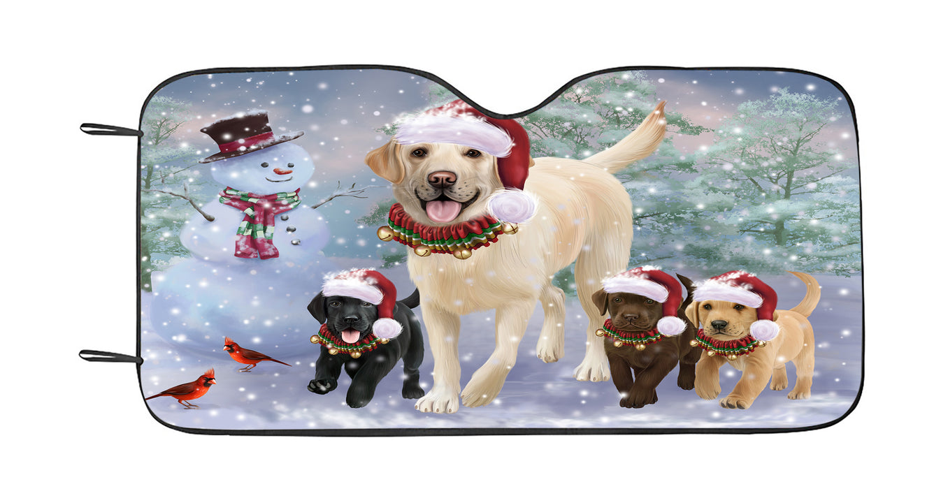 Christmas Running Family Labrador Dogs Car Sun Shade