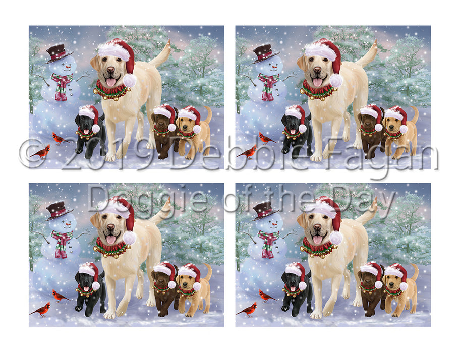 Christmas Running Fammily Labrador Retriever Dogs Placemat