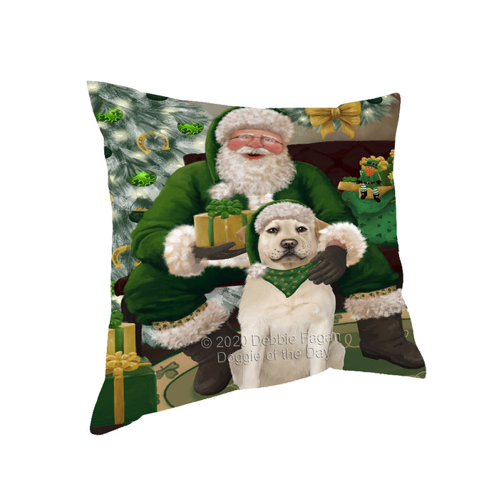 Christmas Irish Santa with Gift and Labrador Dog Pillow PIL86840