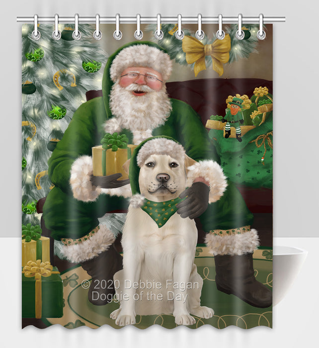 Christmas Irish Santa with Gift and Labrador Dog Shower Curtain Bathroom Accessories Decor Bath Tub Screens SC149
