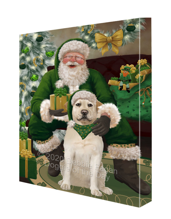 Christmas Irish Santa with Gift and Labrador Dog Canvas Print Wall Art Décor CVS147797