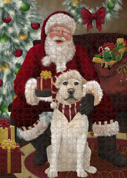 Santa's Christmas Surprise Labrador Dog Puzzle with Photo Tin PUZL100848