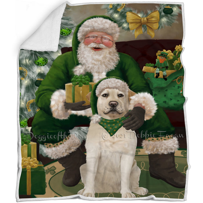 Christmas Irish Santa with Gift and Labrador Dog Blanket BLNKT141403