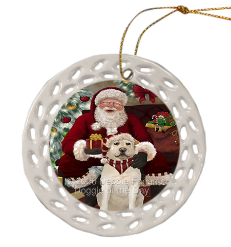 Santa's Christmas Surprise Labrador Dog Doily Ornament DPOR59599