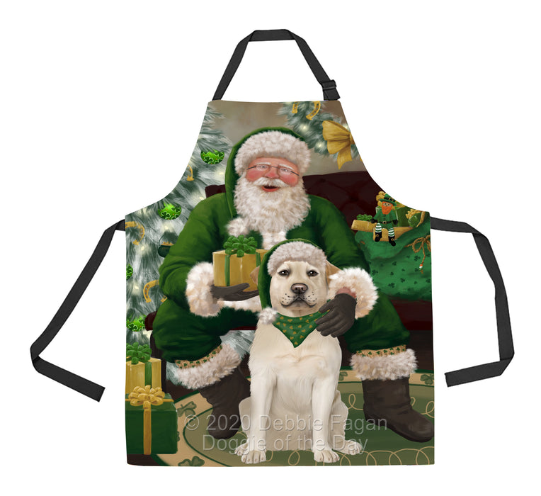 Christmas Irish Santa with Gift and Labrador Dog Apron Apron-48315