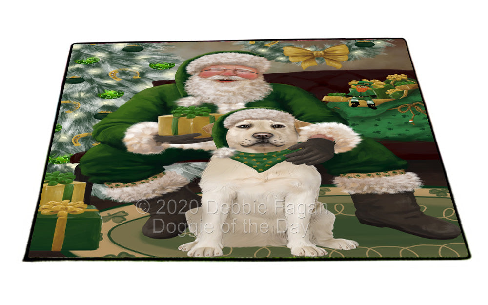 Christmas Irish Santa with Gift and Labrador Dog Indoor/Outdoor Welcome Floormat - Premium Quality Washable Anti-Slip Doormat Rug FLMS57190