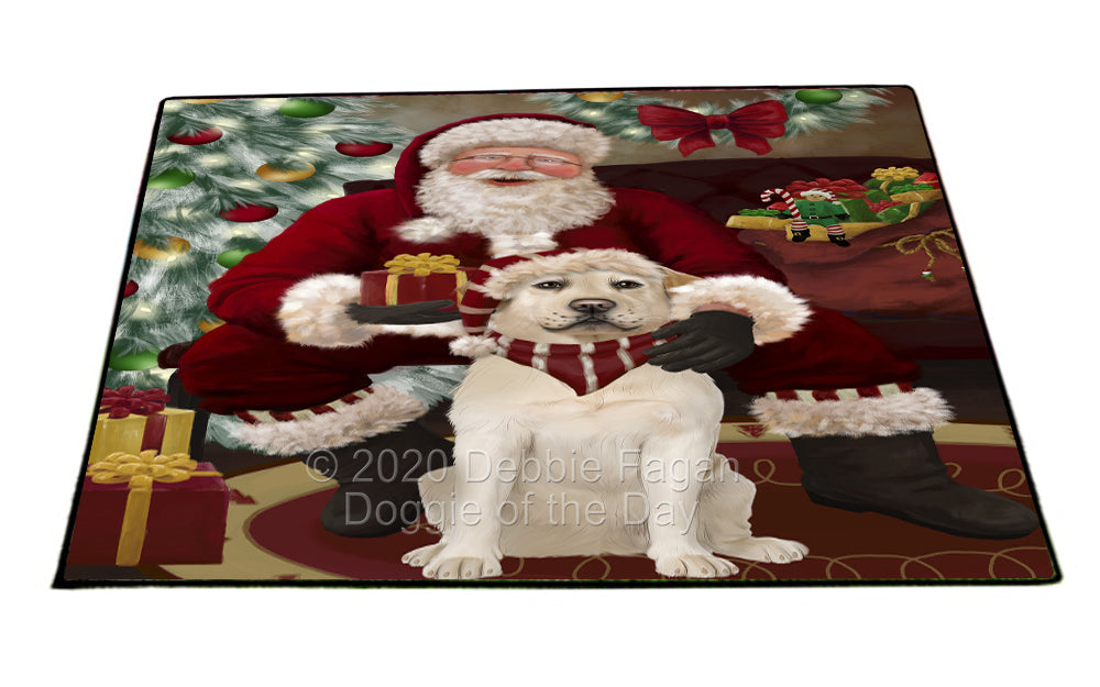 Santa's Christmas Surprise Labrador Dog Indoor/Outdoor Welcome Floormat - Premium Quality Washable Anti-Slip Doormat Rug FLMS57484