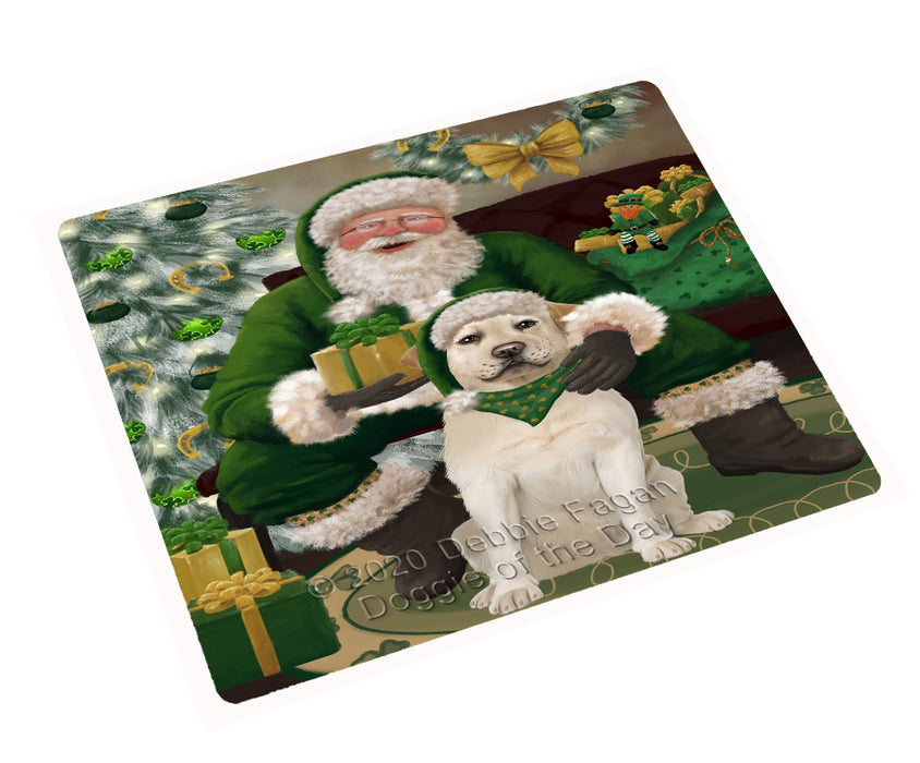 Christmas Irish Santa with Gift and Labrador Dog Cutting Board - Easy Grip Non-Slip Dishwasher Safe Chopping Board Vegetables C78370