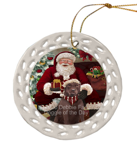 Santa's Christmas Surprise Labrador Dog Doily Ornament DPOR59600