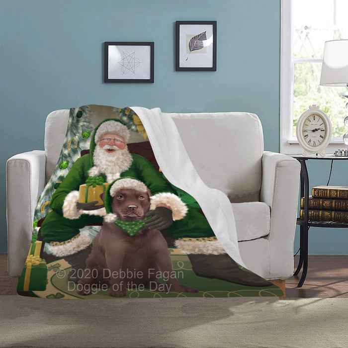 Christmas Irish Santa with Gift and Labrador Dog Blanket BLNKT141408