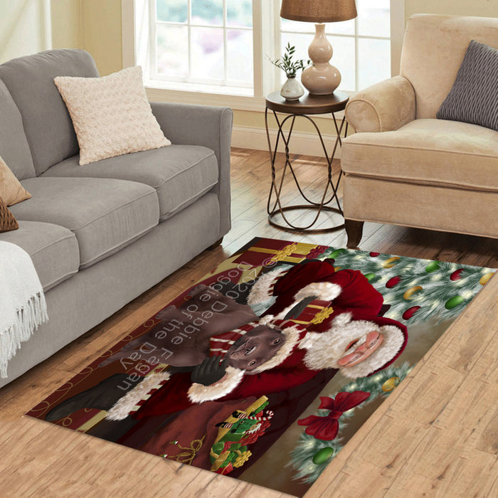 Santa's Christmas Surprise Labrador Dog Polyester Living Room Carpet Area Rug ARUG67622