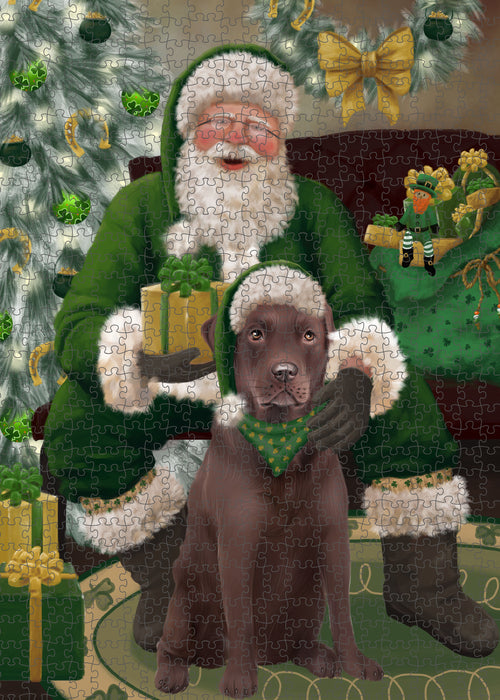 Christmas Irish Santa with Gift and Labrador Dog Puzzle with Photo Tin PUZL100460