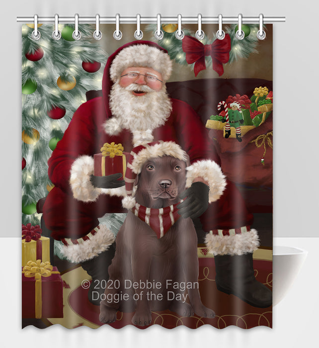 Santa's Christmas Surprise Labrador Dog Shower Curtain Bathroom Accessories Decor Bath Tub Screens SC248