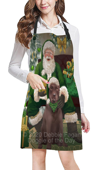 Christmas Irish Santa with Gift and Labrador Dog Apron Apron-48316