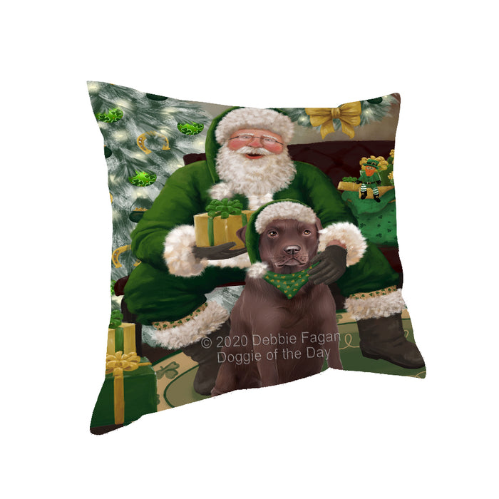 Christmas Irish Santa with Gift and Labrador Dog Pillow PIL86844