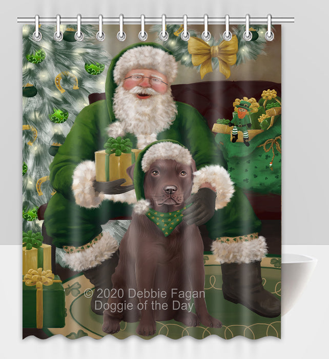 Christmas Irish Santa with Gift and Labrador Dog Shower Curtain Bathroom Accessories Decor Bath Tub Screens SC150