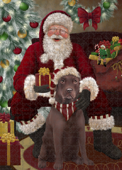 Santa's Christmas Surprise Labrador Dog Puzzle with Photo Tin PUZL100852