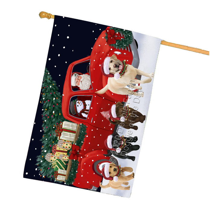 Christmas Express Delivery Red Truck Running Labrador Retriever Dogs House Flag FLG66528