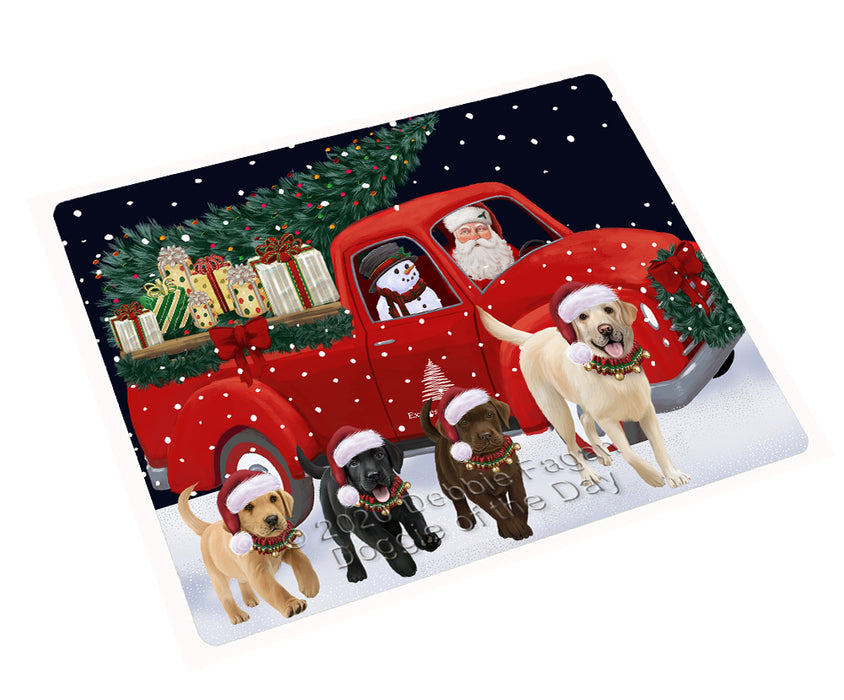 Christmas Express Delivery Red Truck Running Labrador Retriever Dogs Cutting Board - Easy Grip Non-Slip Dishwasher Safe Chopping Board Vegetables C77821