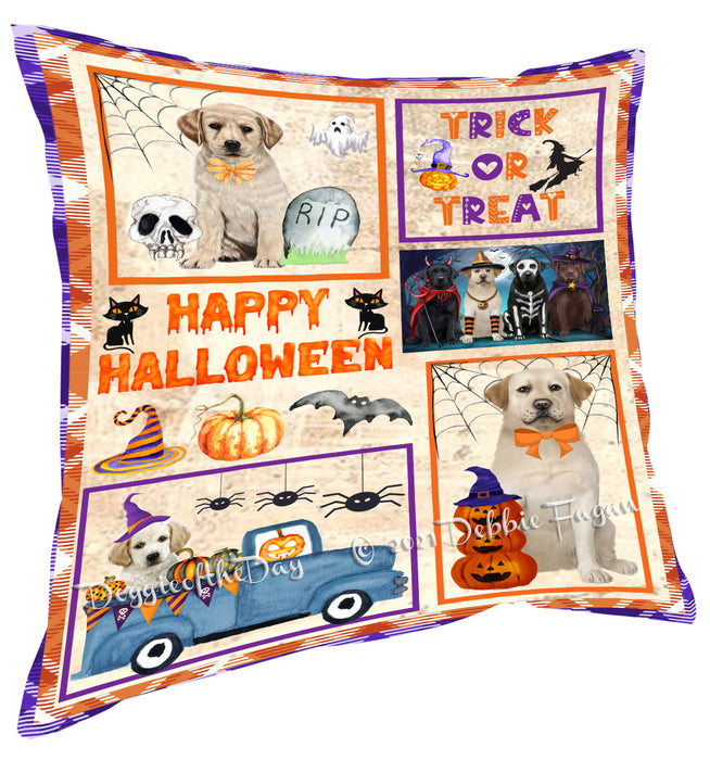 Happy Halloween Trick or Treat Labrador Retriever Dogs Pillow with Top Quality High-Resolution Images - Ultra Soft Pet Pillows for Sleeping - Reversible & Comfort - Ideal Gift for Dog Lover - Cushion for Sofa Couch Bed - 100% Polyester
