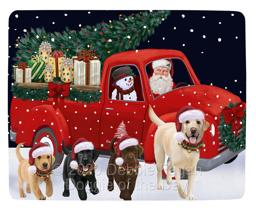 Christmas Express Delivery Red Truck Running Labrador Retriever Dogs Blanket BLNKT141848