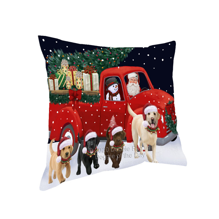 Christmas Express Delivery Red Truck Running Labrador Retriever Dogs Pillow PIL86108