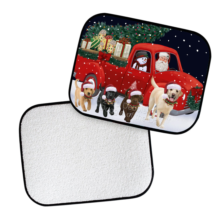 Christmas Express Delivery Red Truck Running Labrador Retriever Dogs Polyester Anti-Slip Vehicle Carpet Car Floor Mats  CFM49498