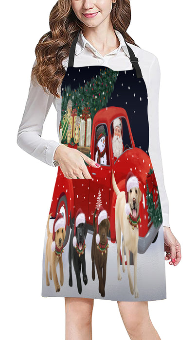 Christmas Express Delivery Red Truck Running Labrador Retriever Dogs Apron Apron-48132