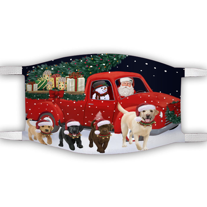 Christmas Express Delivery Red Truck Running Labrador Retriever Dogs Face Mask FM49875