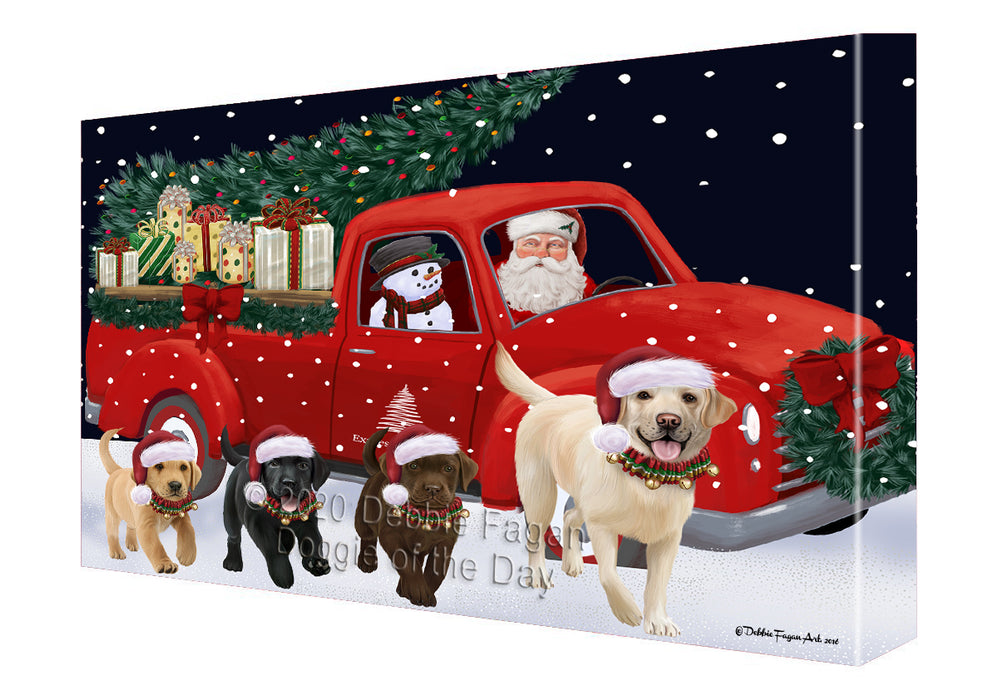 Christmas Express Delivery Red Truck Running Labrador Retriever Dogs Canvas Print Wall Art Décor CVS146150