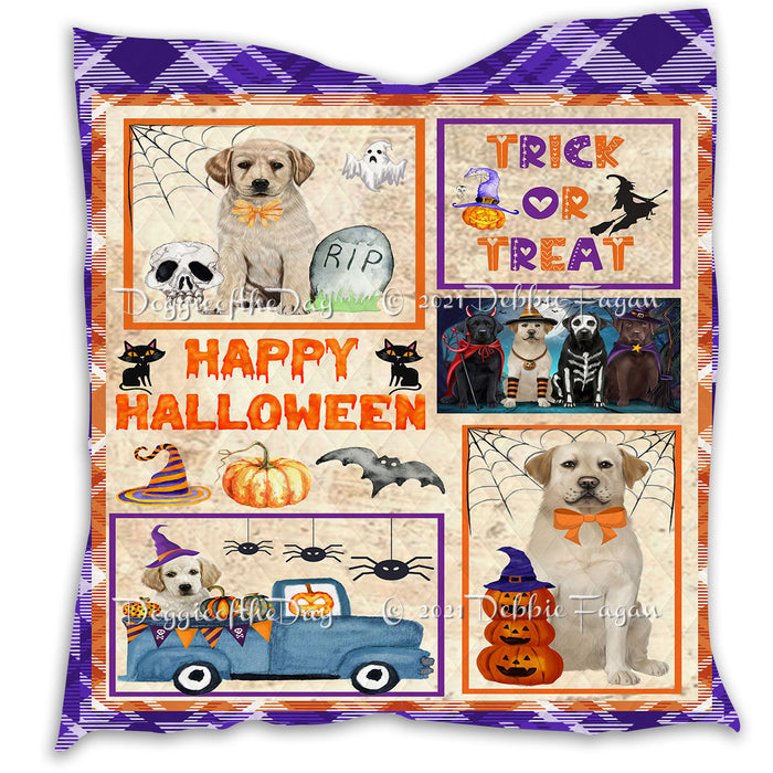 Happy Halloween Trick or Treat Pumpkin Labrador Retriever Dogs Lightweight Soft Bedspread Coverlet Bedding Quilt QUILT60961