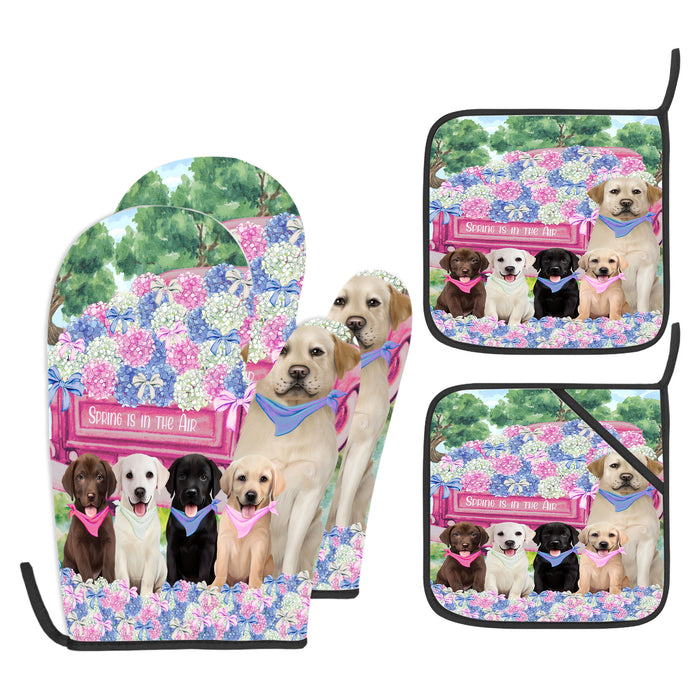 Labrador Retriever Oven Mitts and Pot Holder Set: Kitchen Gloves for Cooking with Potholders, Custom, Personalized, Explore a Variety of Designs, Dog Lovers Gift