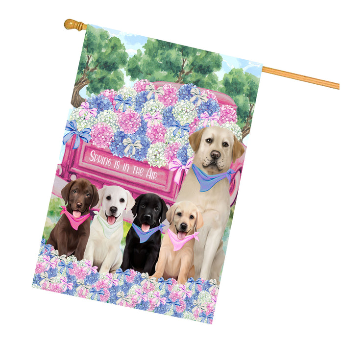 Labrador Retriever Dogs House Flag: Explore a Variety of Personalized Designs, Double-Sided, Weather Resistant, Custom, Home Outside Yard Decor for Dog and Pet Lovers