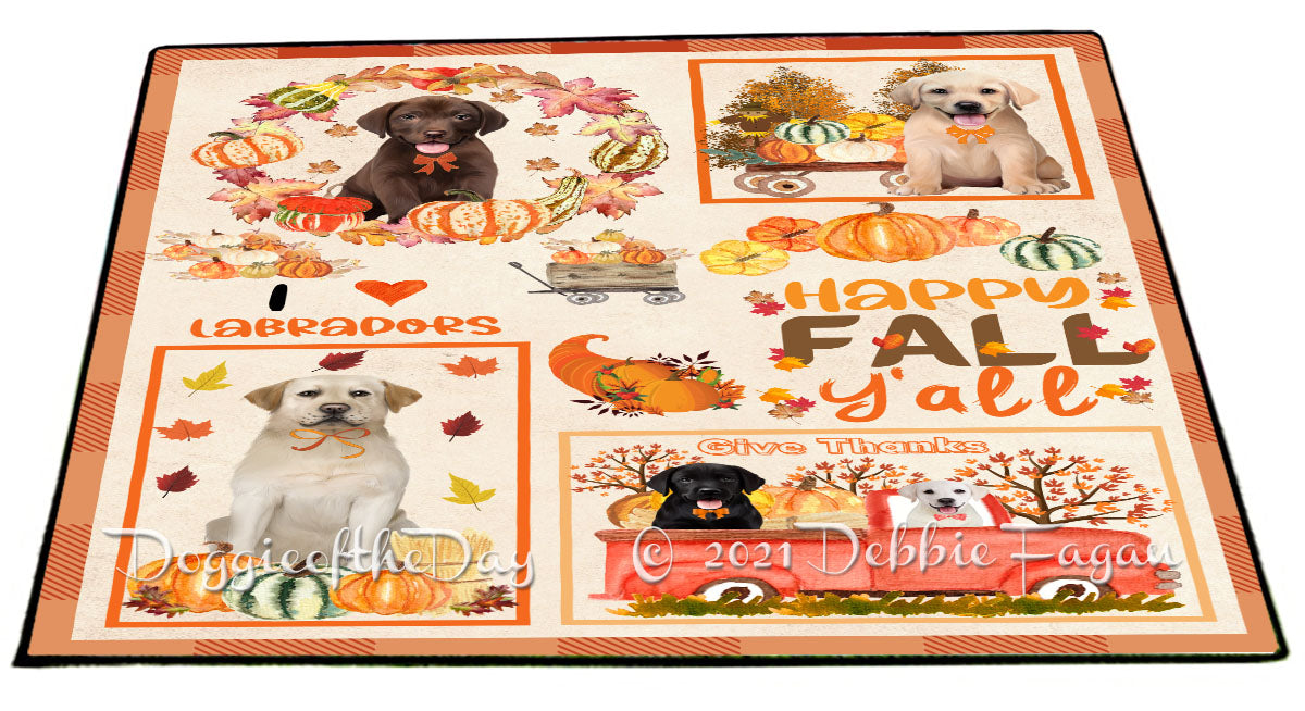Happy Fall Y'all Pumpkin Labrador Dogs Indoor/Outdoor Welcome Floormat - Premium Quality Washable Anti-Slip Doormat Rug FLMS58672