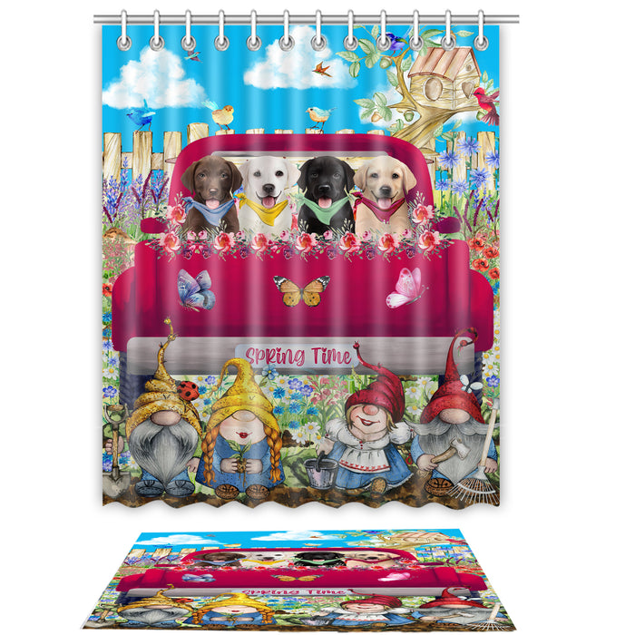 Labrador Retriever Shower Curtain with Bath Mat Combo: Curtains with hooks and Rug Set Bathroom Decor, Custom, Explore a Variety of Designs, Personalized, Pet Gift for Dog Lovers