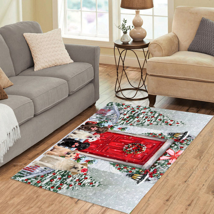 Christmas Holiday Welcome Labrador Retriever Dogs Area Rug - Ultra Soft Cute Pet Printed Unique Style Floor Living Room Carpet Decorative Rug for Indoor Gift for Pet Lovers
