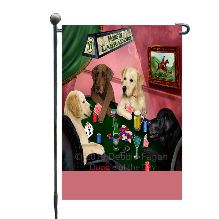 Personalized Home of Labrador Dogs Four Dogs Playing Poker Custom Garden Flags GFLG-DOTD-A60280