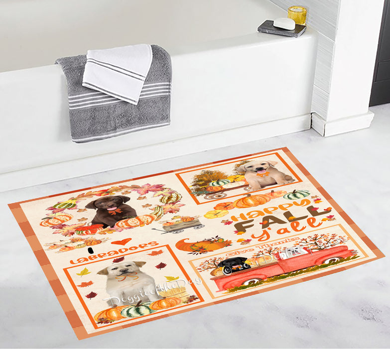 Happy Fall Y'all Pumpkin Labrador Dogs Bathroom Rugs with Non Slip Soft Bath Mat for Tub BRUG55231