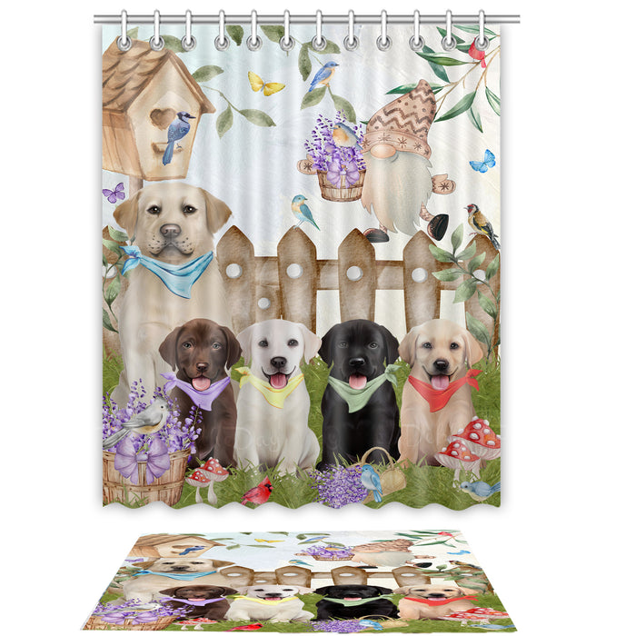 Labrador Retriever Shower Curtain & Bath Mat Set, Custom, Explore a Variety of Designs, Personalized, Curtains with hooks and Rug Bathroom Decor, Halloween Gift for Dog Lovers