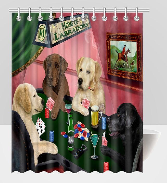 Home of  Labrador Dogs Playing Poker Shower Curtain