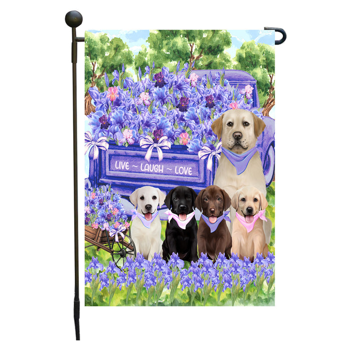 Labrador Retriever Dogs Garden Flag for Dog and Pet Lovers, Explore a Variety of Designs, Custom, Personalized, Weather Resistant, Double-Sided, Outdoor Garden Yard Decoration