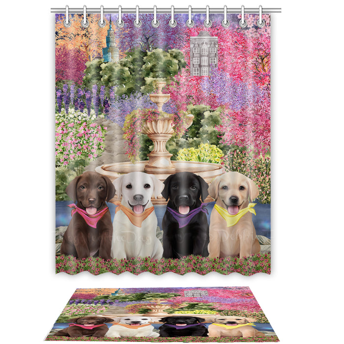 Labrador Retriever Shower Curtain & Bath Mat Set - Explore a Variety of Custom Designs - Personalized Curtains with hooks and Rug for Bathroom Decor - Dog Gift for Pet Lovers
