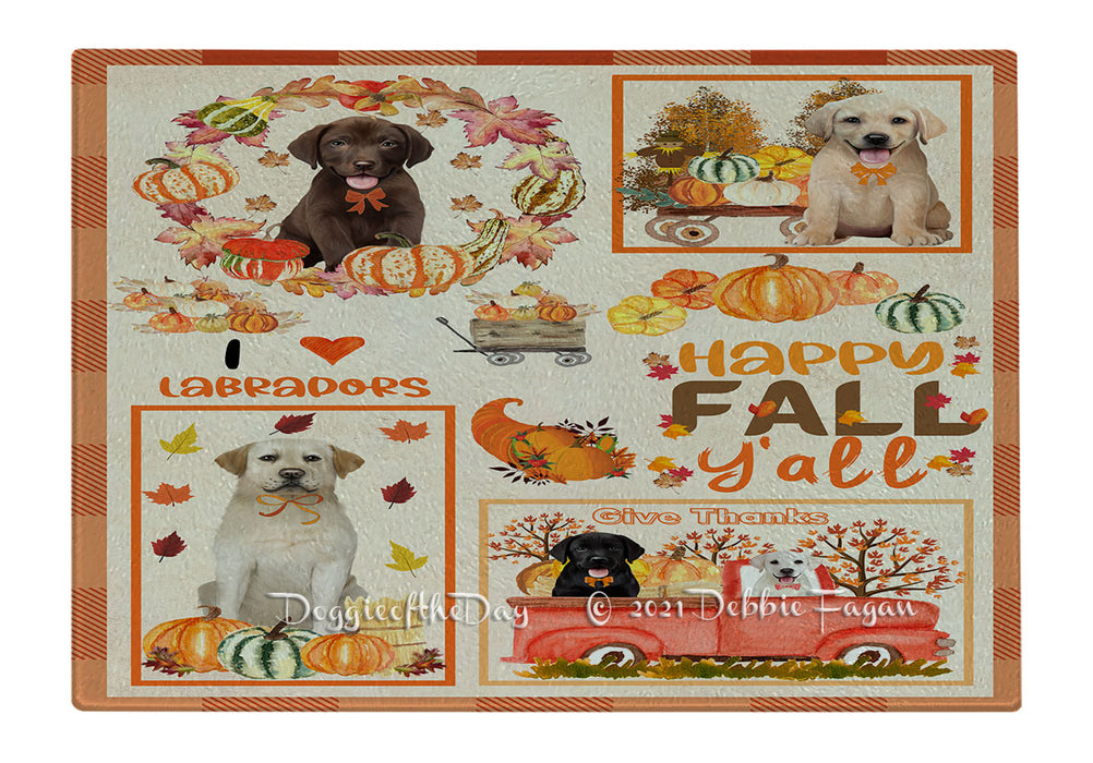 Happy Fall Y'all Pumpkin Labrador Dogs Cutting Board - Easy Grip Non-Slip Dishwasher Safe Chopping Board Vegetables C79921