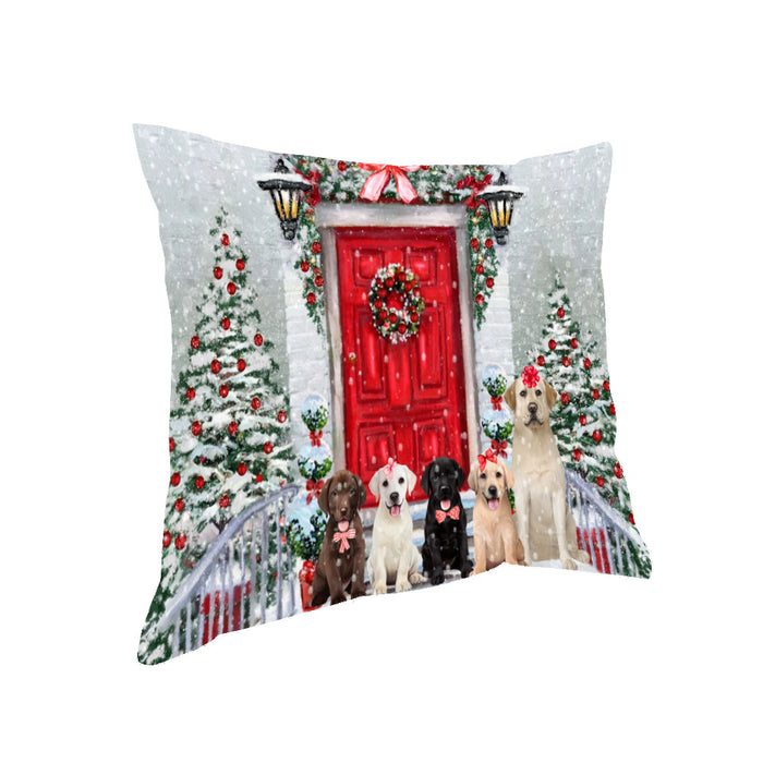 Christmas Holiday Welcome Labrador Retriever Dogs Pillow with Top Quality High-Resolution Images - Ultra Soft Pet Pillows for Sleeping - Reversible & Comfort - Ideal Gift for Dog Lover - Cushion for Sofa Couch Bed - 100% Polyester
